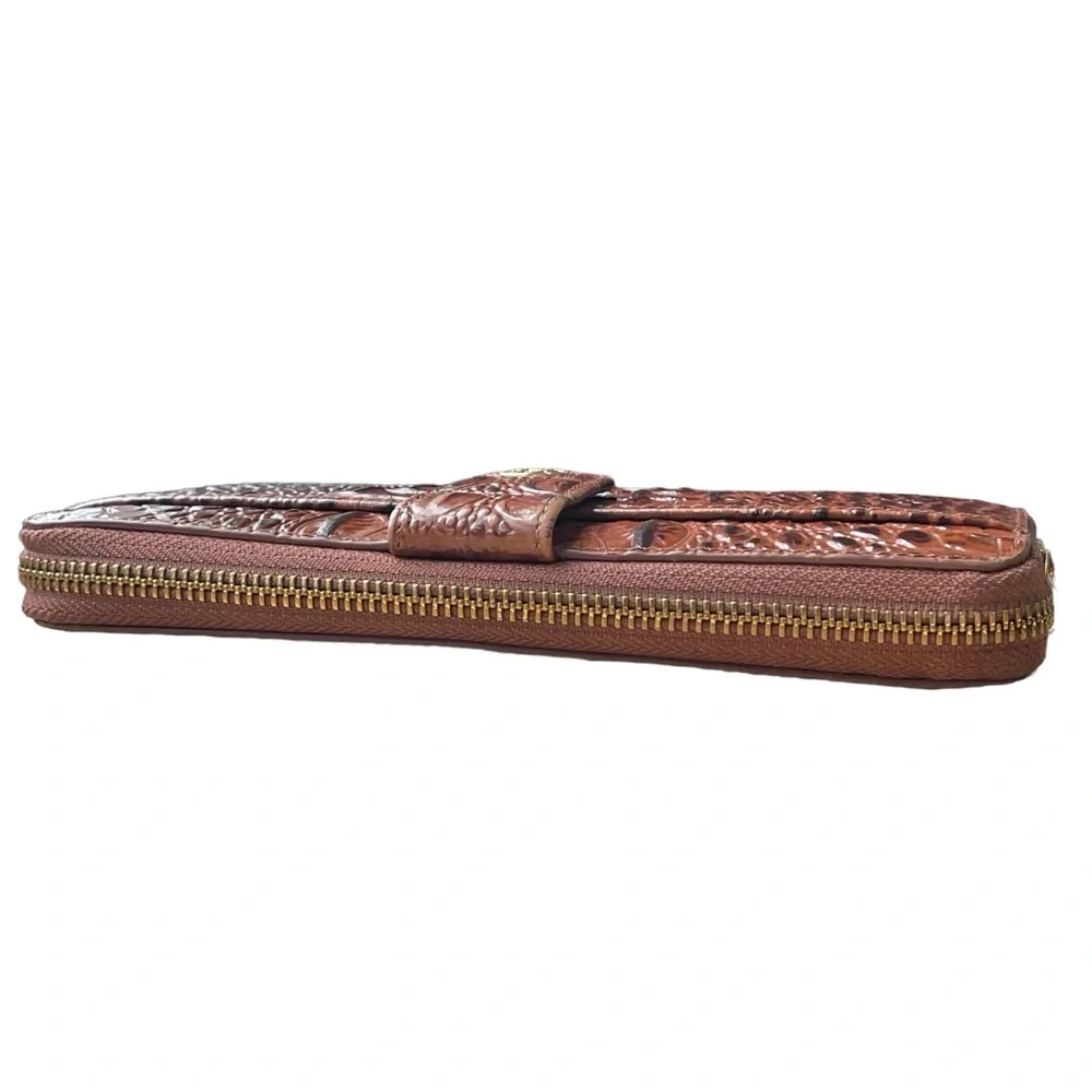 Rioni Isla Button Zip Croc Embossed Leather Wallet